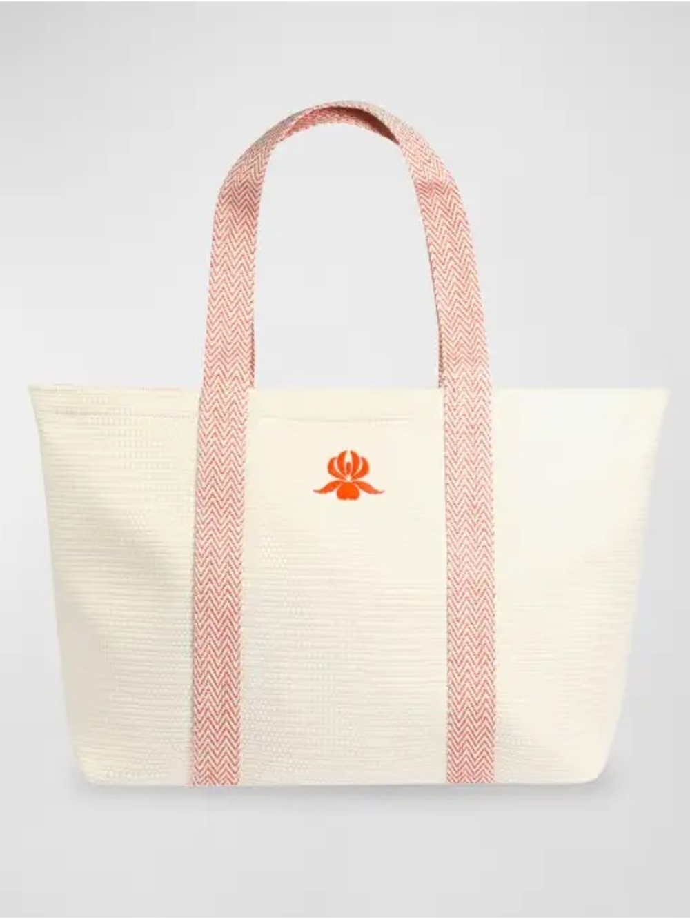 SISLEY Cream Tote Bag purse with Pink Straps canvas rare LOGO large